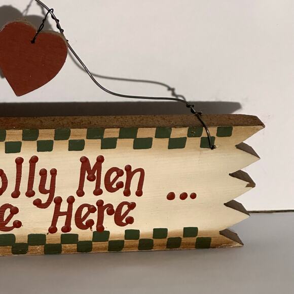 Vintage “All Fat Jolly Men Welcome Here” Sign • Holiday Wall Decor - Picture 2 of 5